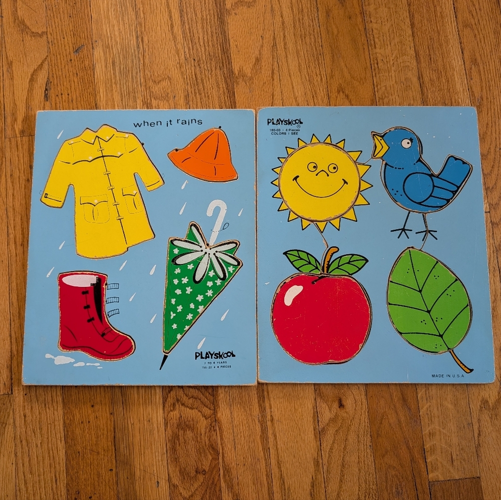 Playskool Vintage Wooden Puzzle Panels - Set of 2